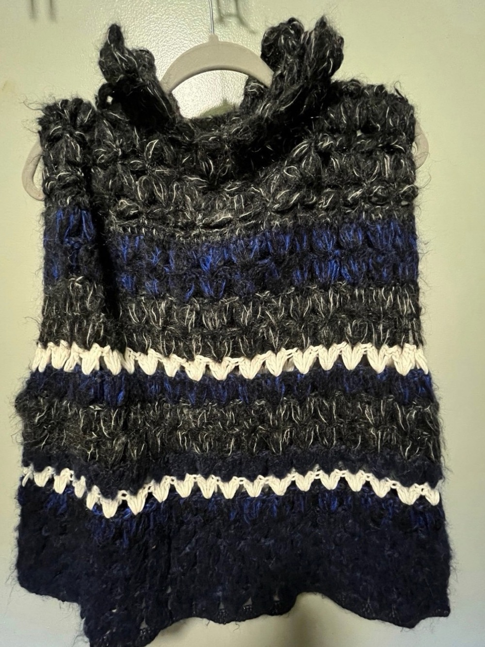 Cozy Striped Cowl Neck Sweater in Black, Navy & White